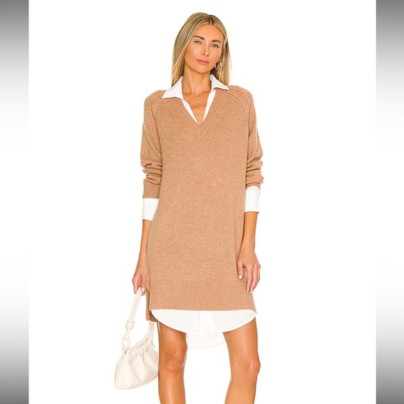 Brochu Walker Dresses & Skirts - Brochu Walker Looker Vee Dress in Camel Melange & White size medium
